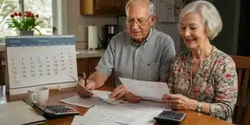 Senior couple discussing 2025 Social Security COLA impact on benefits