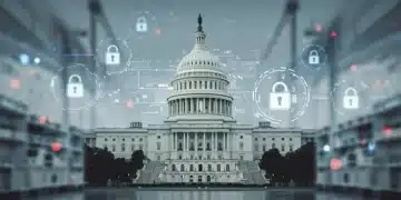 U.S. Capitol and digital data streams representing new healthcare data privacy bill