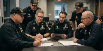 Veterans discussing 2025 benefits updates with VA official