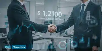 Executives shaking hands symbolizing a $1.2 billion pharma medtech acquisition