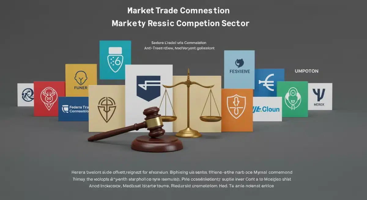 Scales of justice balancing market competition with FTC oversight in MedTech.