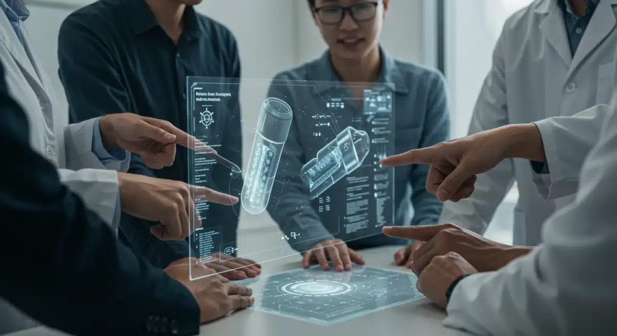 Diverse team collaborating on a medical device design