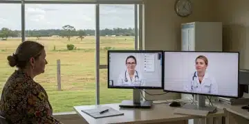 Telemedicine consultation connecting rural patient with doctor, symbolizing healthcare access