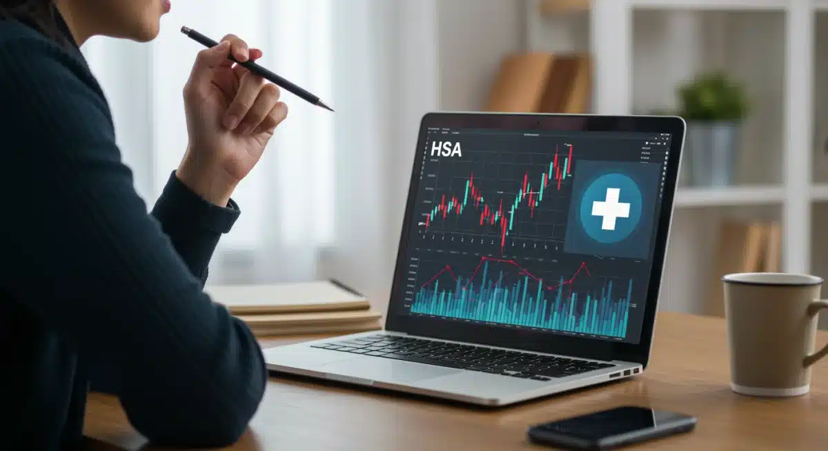 Person investing health savings account funds on a laptop