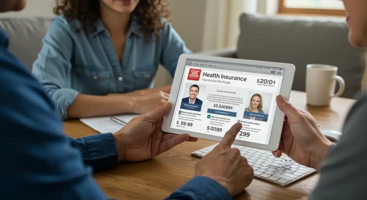 Family reviewing affordable health insurance options online, benefiting from ACA subsidies.