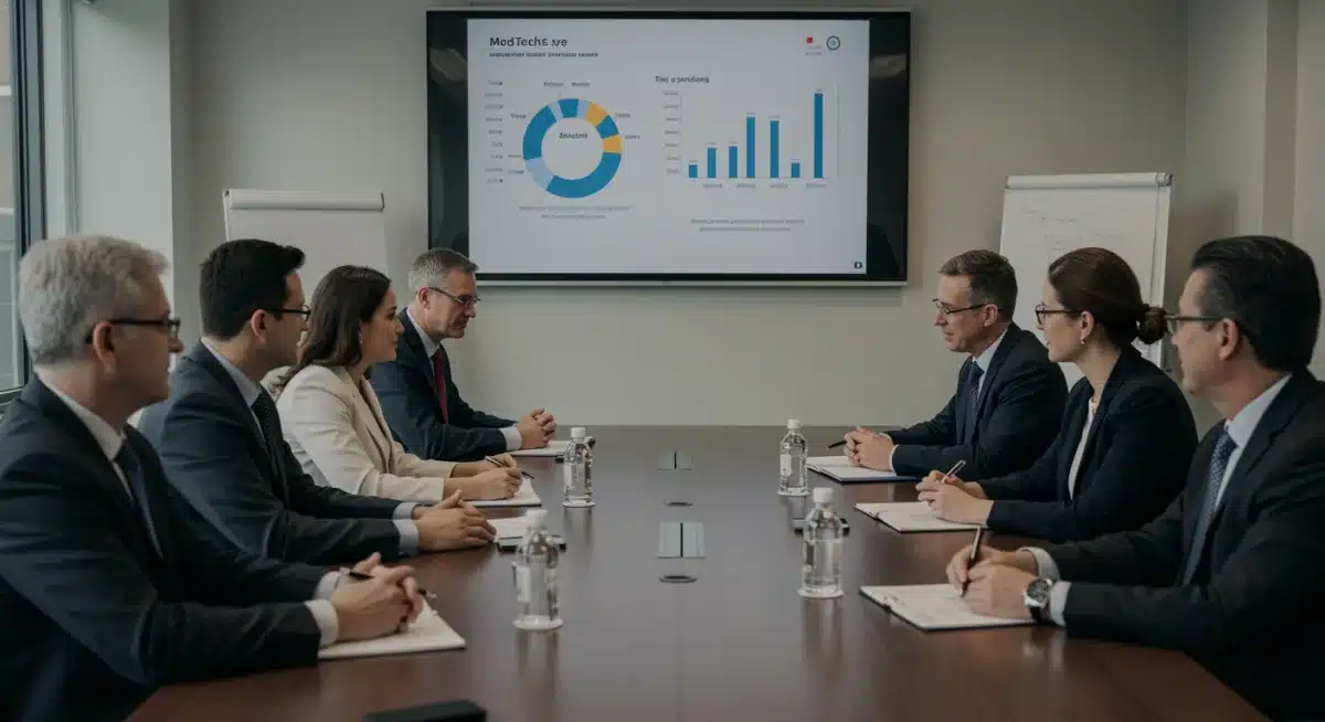 MedTech executives and lawyers discussing legal implications and market trends.