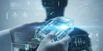 Doctor holding a futuristic medical device, symbolizing FDA fast-track advancements.