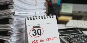 June 30th deadline highlighted on a calendar with financial documents, emphasizing urgency for R&D tax credits.