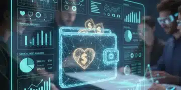 Digital health financing interface showing financial data and health metrics