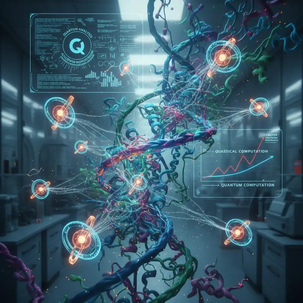 Complex protein folding analyzed by quantum computing algorithms