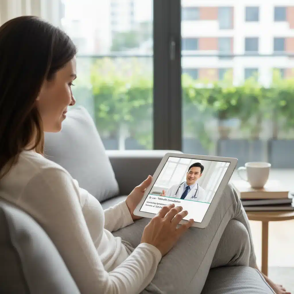Patient using telehealth for remote medical consultation