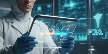 Futuristic medical device in a lab, symbolizing FDA approval process for MedTech startups.