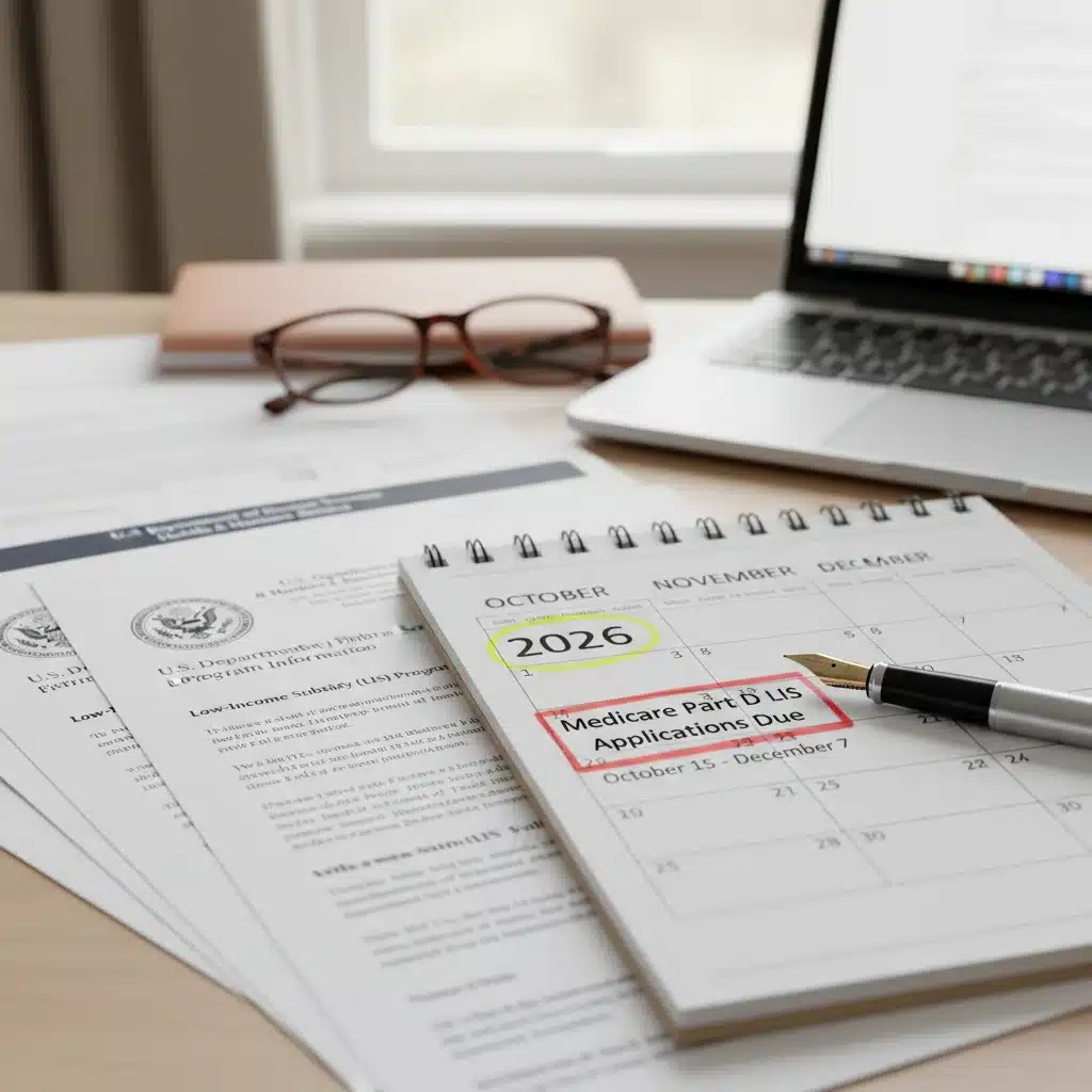 2026 calendar with important Medicare Part D LIS deadlines and documents
