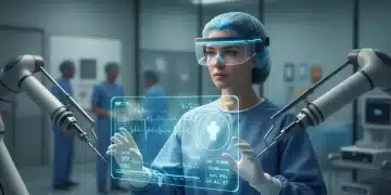 Surgeon performing remote surgery with robotic arms via 5G network