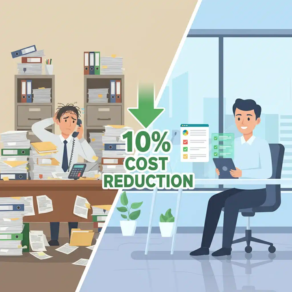 Visual comparison of traditional administrative burden versus streamlined blockchain efficiency in healthcare