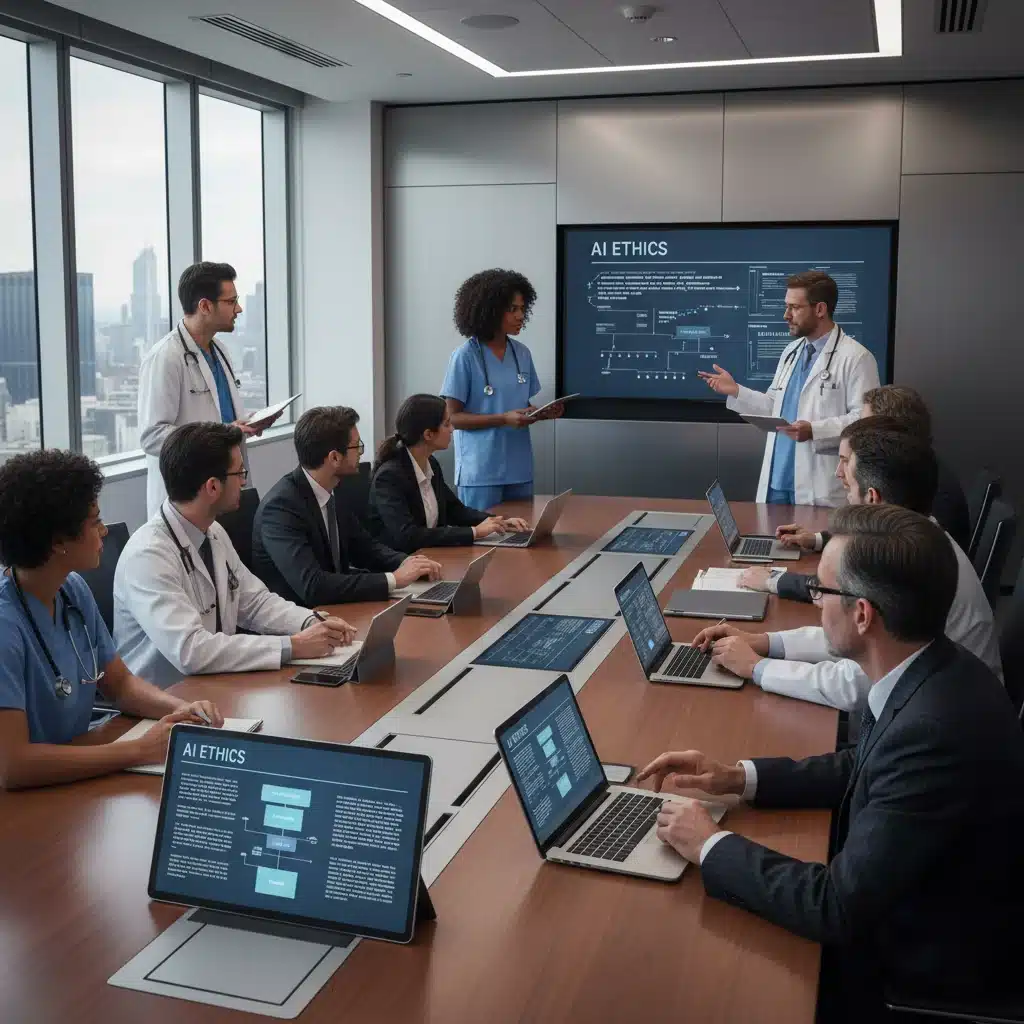 Healthcare and legal experts discussing AI ethics.