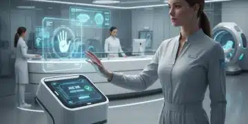 Patient using biometric scanner for secure access in a modern US healthcare facility