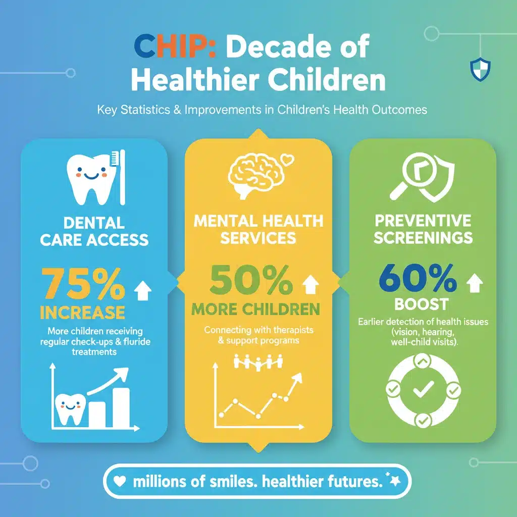 Infographic detailing improved children's health outcomes from CHIP