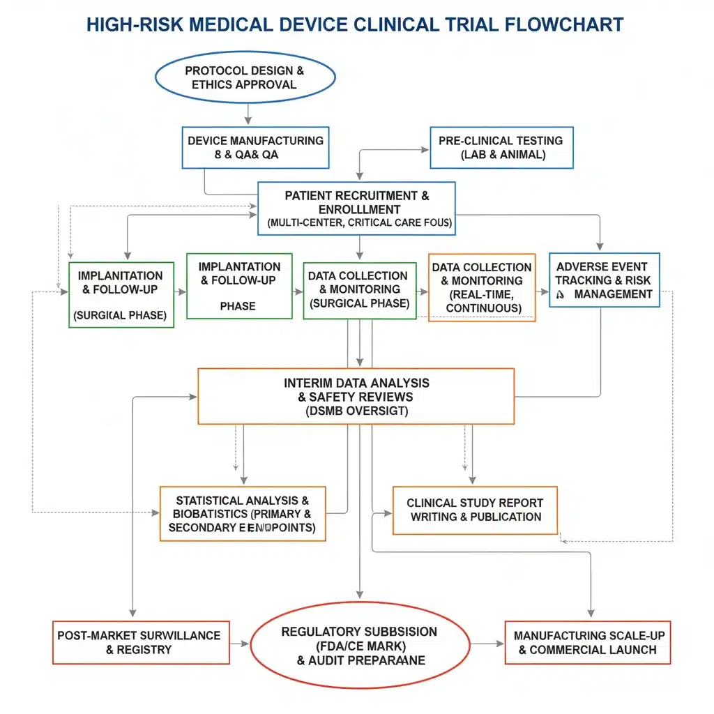 Clinical trial process flowchart for high-risk medical devices