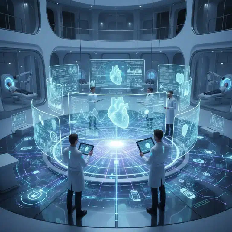 Digital health ecosystem showing seamless EHR integration and connected medical technology
