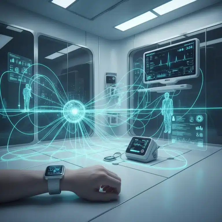 Digital network connecting medical devices and patient records for health information exchange