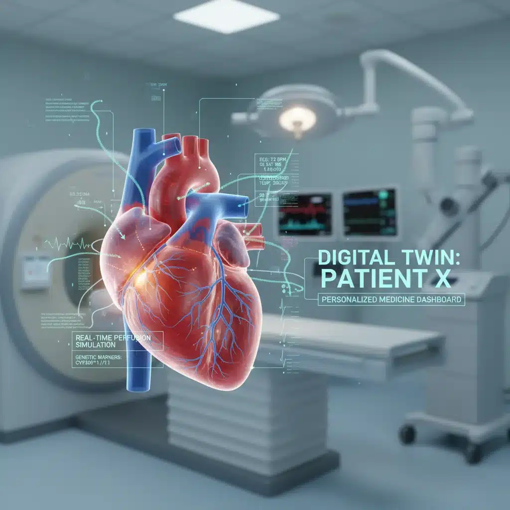 3D digital twin model of a human heart with real-time data overlay for personalized medicine