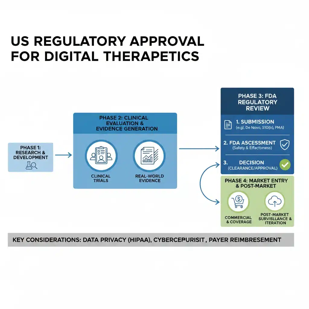 Regulatory approval flowchart for digital therapeutics