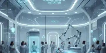 Futuristic medical technology devices under federal regulatory spotlight, symbolizing 2026 procurement changes.
