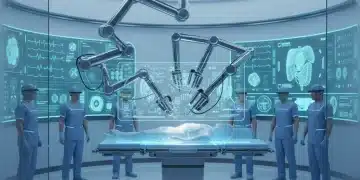 Advanced robotic surgery in futuristic operating room