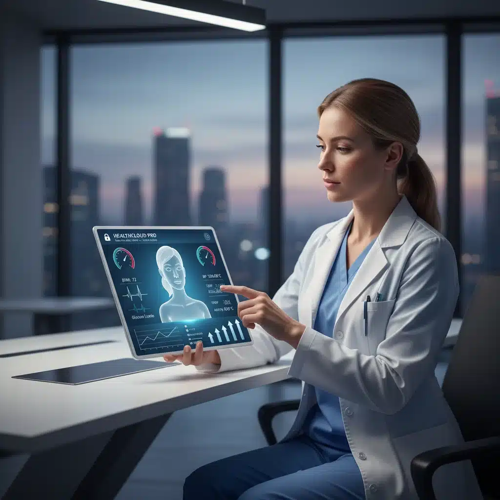 Healthcare professional using integrated RPM data dashboard