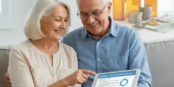 Smiling senior couple reviewing Medicare Part D documents for low-income subsidy