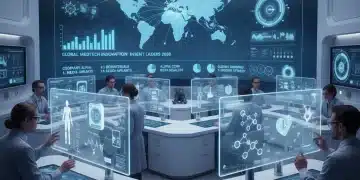 Scientists in a modern lab analyzing medical device patents and global innovation data.