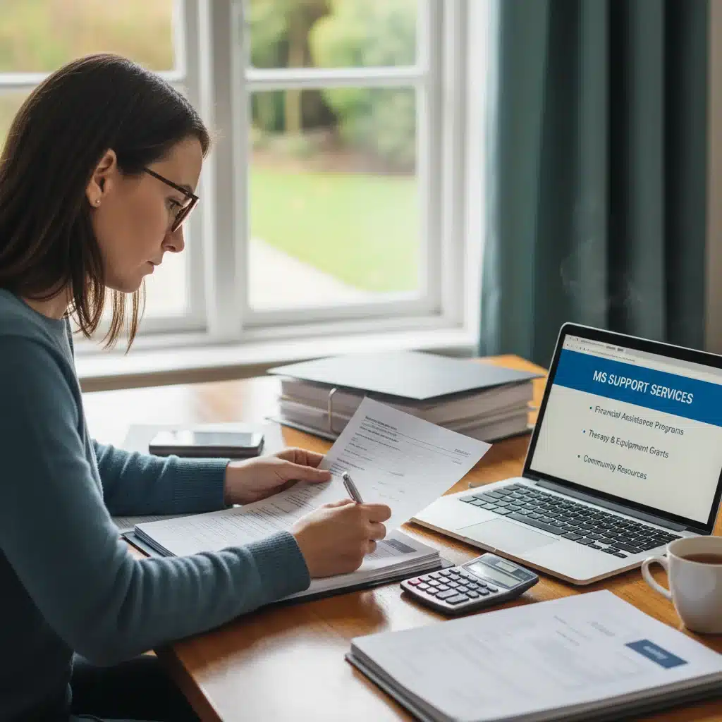 Individual reviewing financial aid options for Multiple Sclerosis