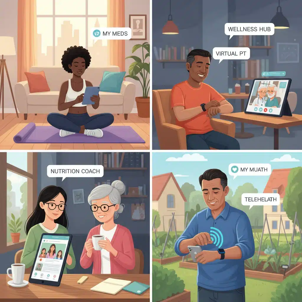 Patients engaging with digital health programs on multiple devices
