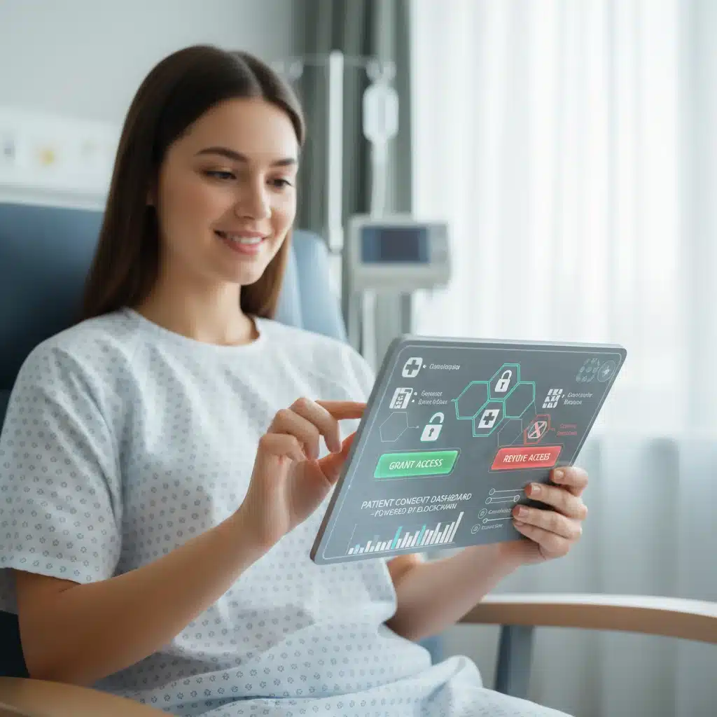 Patient controlling medical records access via blockchain interface