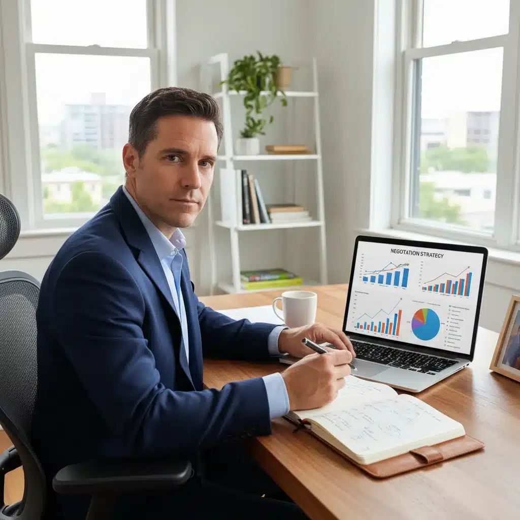 Person researching and preparing for benefit negotiation on a laptop