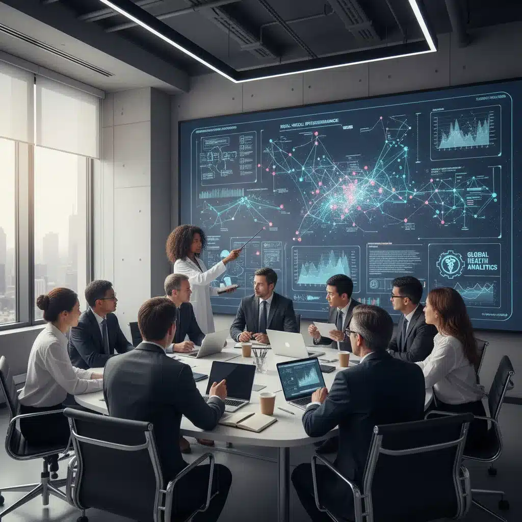 Scientists and regulatory experts analyzing real-world evidence data for medical device submissions.