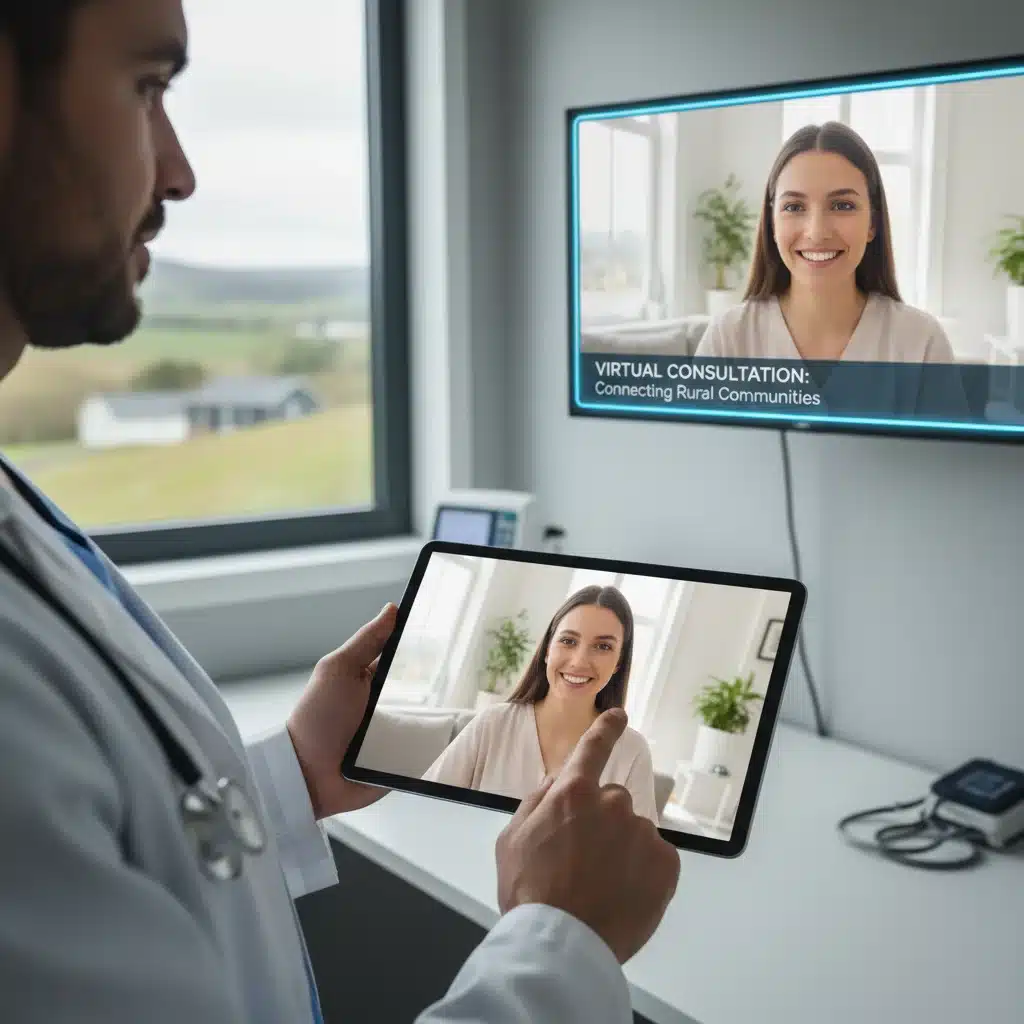 Telemedicine consultation connecting doctor and patient remotely.
