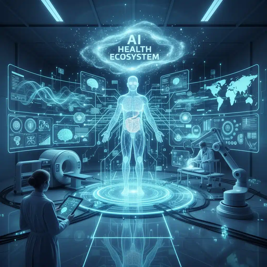 Integrated network of AI-powered medical devices and data flow