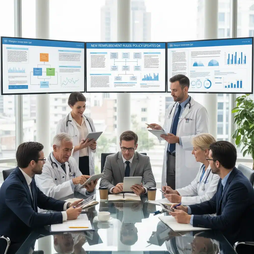 Healthcare team reviewing new reimbursement policies
