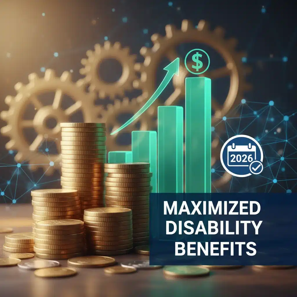Financial growth chart illustrating maximized disability benefits for 2026.