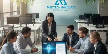 MedTech Certifications 2026: Boost Your Career Value Professionals collaborating on MedTech device schematics and regulatory documents in a modern office environment.