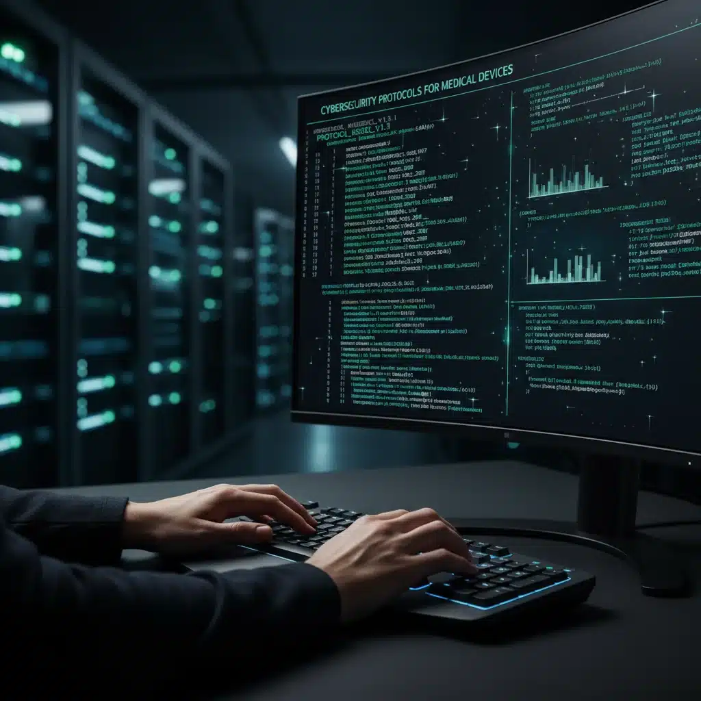 Cybersecurity expert working on medical device data protection protocols.