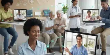 Telehealth Reimbursement Boost: 10% Increase for 2026 Federal Mandate Diverse individuals engaging in virtual healthcare appointments, representing telehealth accessibility and growth.